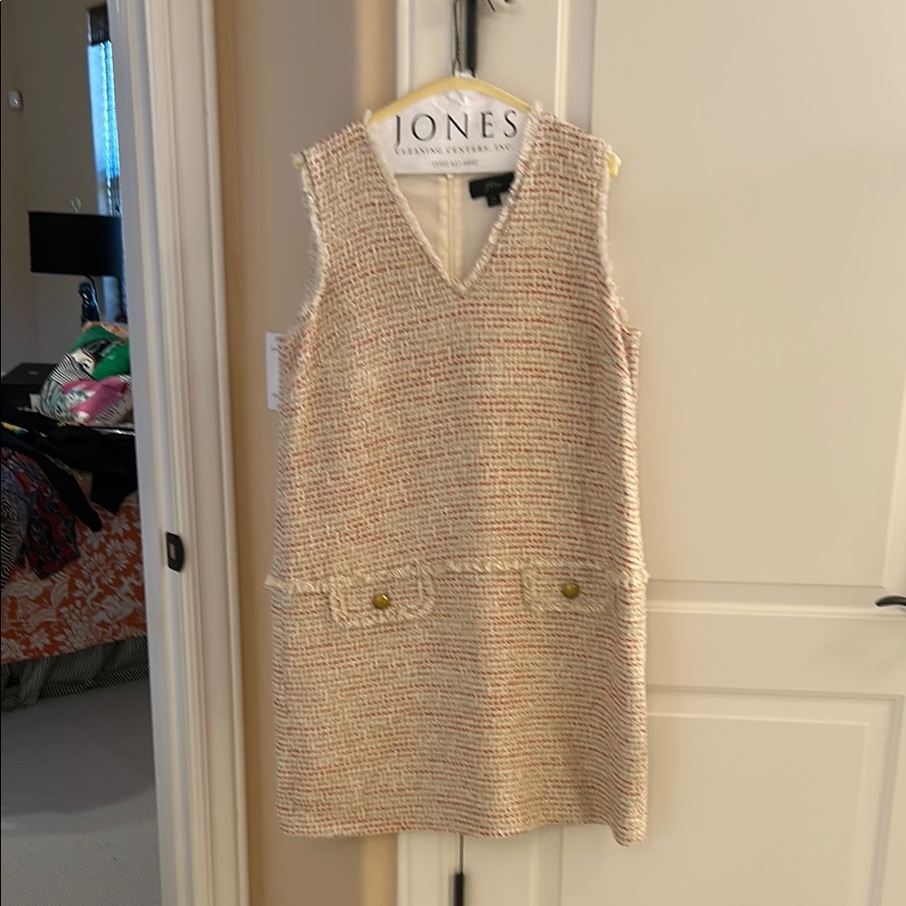 J. Crew Tan Sheath Mini Dress Sleeveless V-Neck Work
